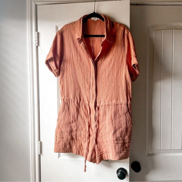 P cill mauve orange cotton romper small - Picture 1 of 6